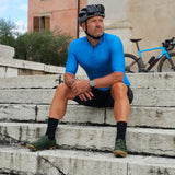 ES16 Fietsshirt Strepen. Lichtblauw