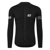 Thermische fleece fietsjersey. Zwart