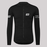 Thermische fleece fietsjersey. Zwart
