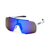ES16 Enzo fietsbril. Wit met blauwe lens.